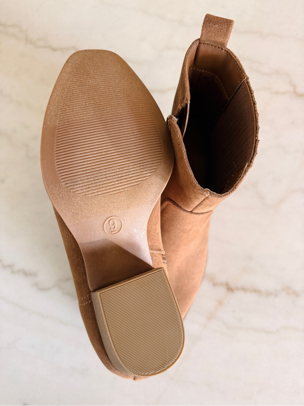 Universal Thread Chestnut Brown Suede Ankle Booties with Stacked Heel - Picture 4 of 6